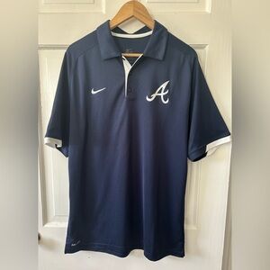 Atlanta Braves Nike Dri-Fit Polo Men’s XL Navy Blue Short Sleeve White Accents